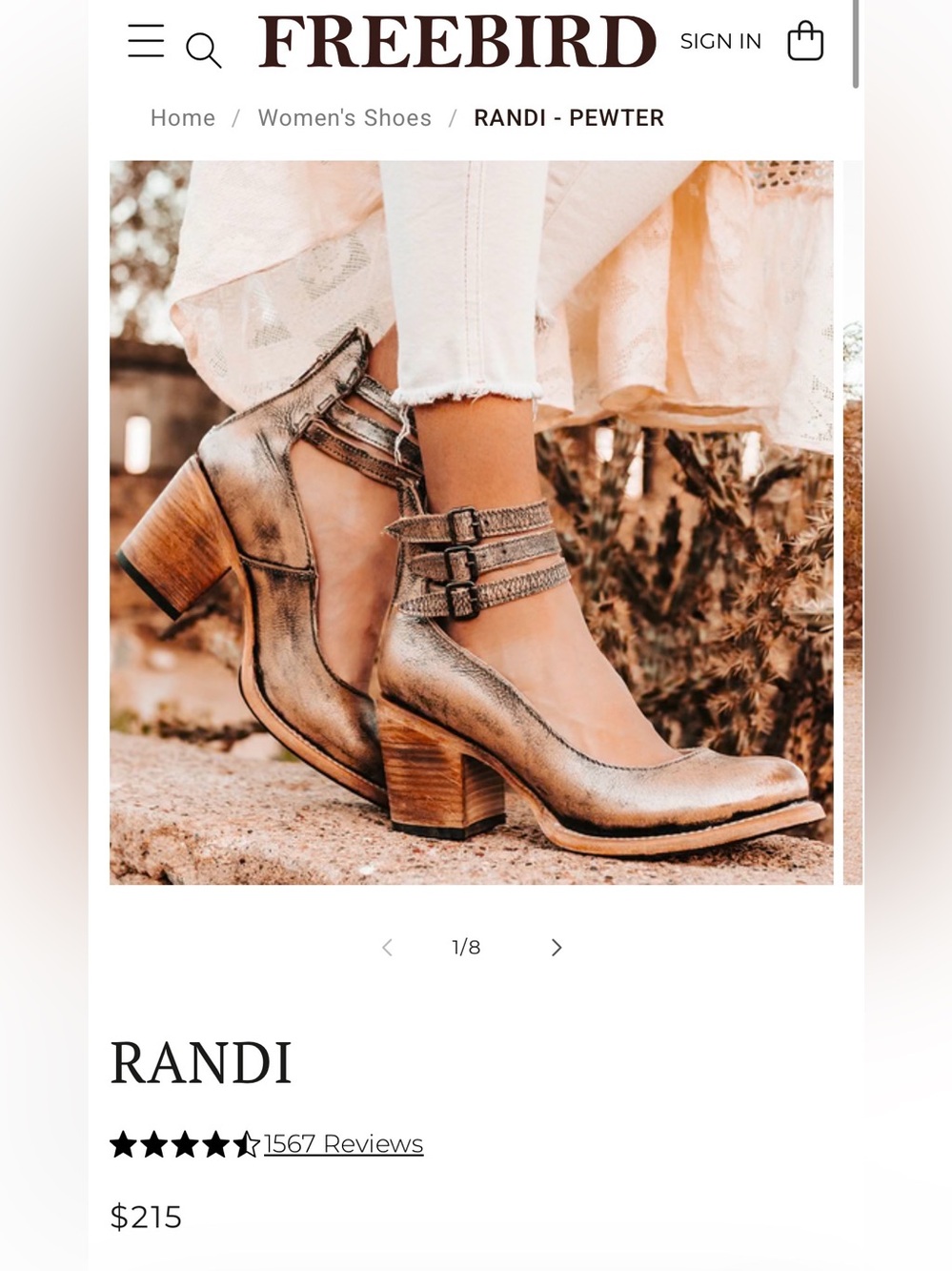 Freebird by Steven "Randi" heels in beautiful distressed pewter gold metallic - Picture 11 of 12